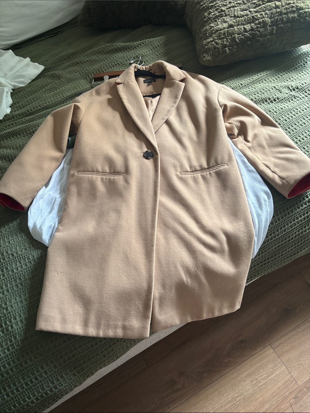 Topshop Camel Single-Button Wool-Blend Coat